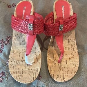 NEW BCBG Generation Red Wedge Sandle Mel Marinna Heel sz 8 cork
